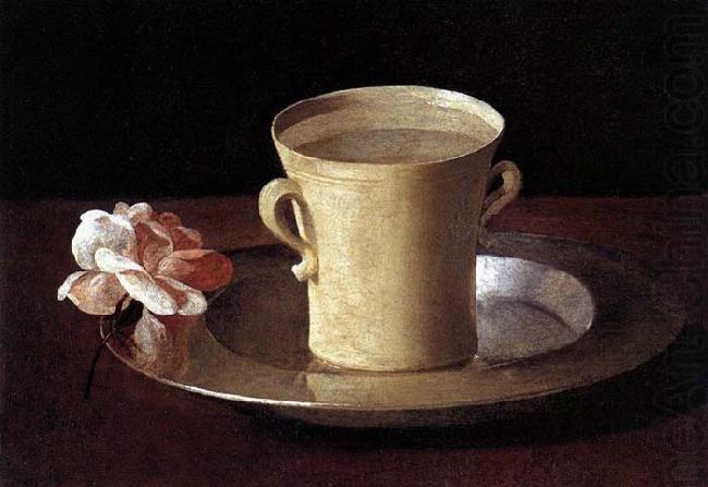 Francisco de Zurbaran Cup of Water and a Rose on a Silver Plate oil painting picture